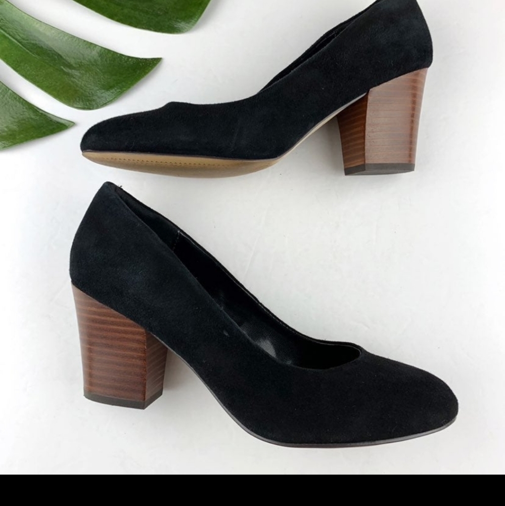 Isola block heel suede pumps